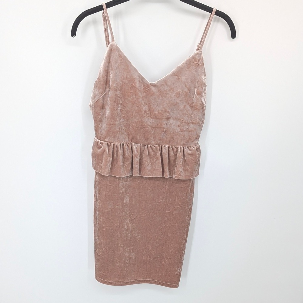 Coquette Crushed Velvet Mini Dress Women Small Pink Soft Girl Y2K Romantic Party